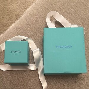 Tiffany & Co. Turquoise Box and Bag with White Ribbon